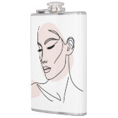 Één lijn Vrouw Gezicht Tekening No2 Heupfles (Links)