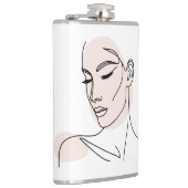 Één lijn Vrouw Gezicht Tekening No2 Heupfles (Rechts)