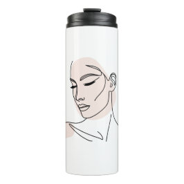 Één lijn Vrouw Gezicht Tekening No2 Thermosbeker