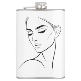 Één lijn Vrouw Gezichtstekening No3 Heupfles