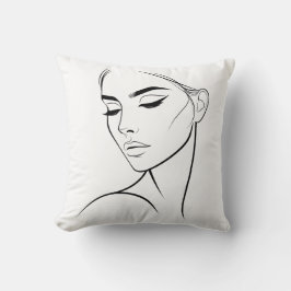 Één lijn Vrouw Gezichtstekening No3 Kussen
