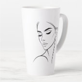 Één lijn Vrouw Gezichtstekening No3 Latte Mok (Rechterhoek)