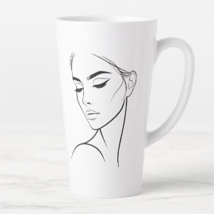 Één lijn Vrouw Gezichtstekening No3 Latte Mok