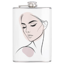 Één lijn Vrouw Gezichtstekening No3 (met Kleur)