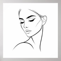Één lijn Vrouw Gezichtstekening No3