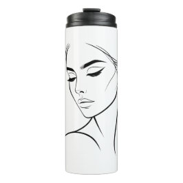 Één lijn Vrouw Gezichtstekening No3 Thermosbeker