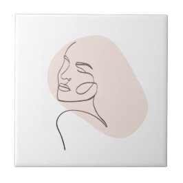 Één lijn Vrouw Gezichtstekening Tegeltje