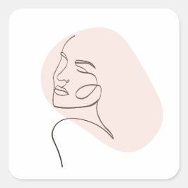 Één lijn Vrouw Gezichtstekening Vierkante Sticker