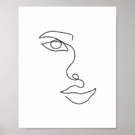 Eén lijncontour Face 2 Poster