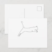 Eén lijntekening Katze springt Single Art Briefkaart (Voorkant / Achterkant)