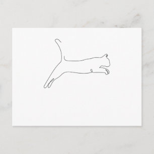 Eén lijntekening Katze springt Single Art Briefkaart