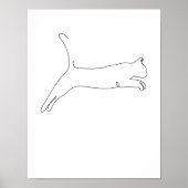 Eén lijntekening Katze springt Single Art Poster (Voorkant)