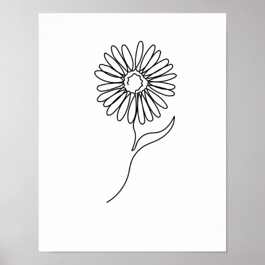 Eén lijntekening Sonnenblume Single Art Poster (Voorkant)