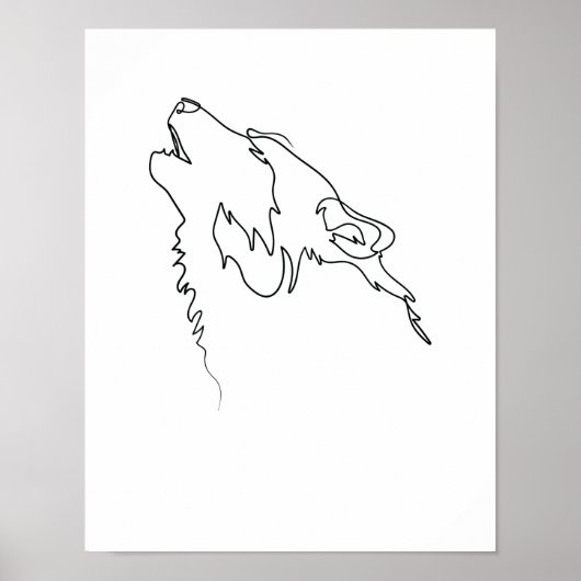Eén lijntekenWolf één enkele kunst Poster (Voorkant)