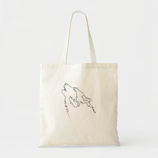 Eén lijntekenWolf één enkele kunst Tote Bag (Voorkant)