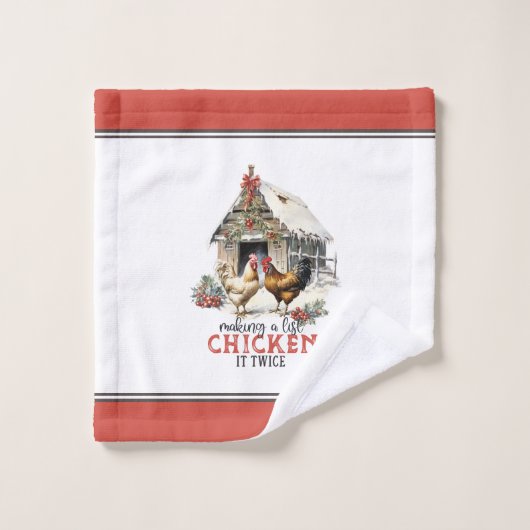 Een lijst maken Chicken It Twice Country Christmas Bad Handdoek (Wasdoekje)