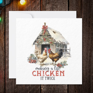 Een lijst maken Chicken It Twice Country Christmas Feestdagenkaart