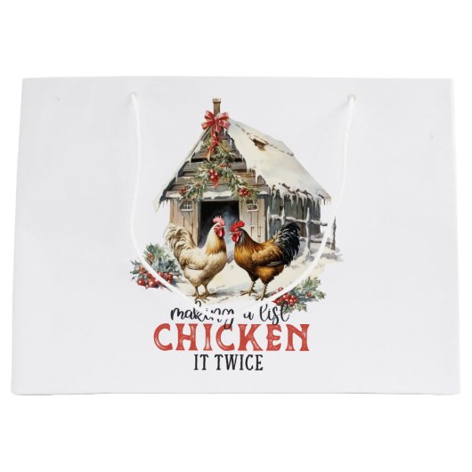 Een lijst maken Chicken It Twice Country Christmas Groot Cadeauzakje (Voorkant)