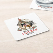 Een lijst maken Chicken It Twice Country Christmas Kartonnen Onderzetters (Schuin)