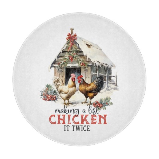 Een lijst maken Chicken It Twice Country Christmas Snijplank (Voorkant)