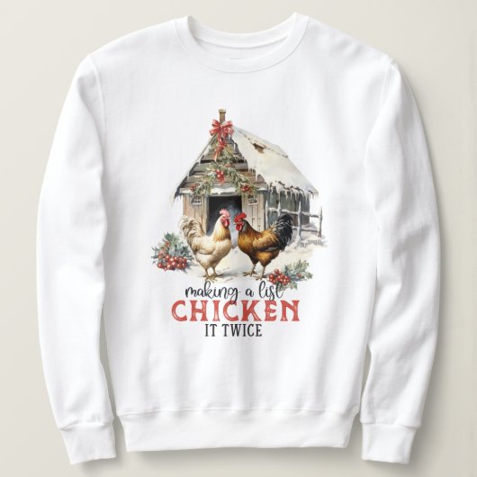 Een lijst maken Chicken It Twice Country Christmas Trui (Design voorkant)