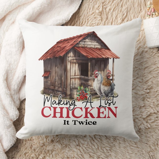Een lijst maken Chicken it Twice Funny Christmas Kussen (Deken)