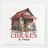 Een lijst maken Chicken it Twice Funny Christmas Servet (Voorkant)