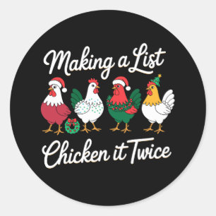 Een Lijst Maken Het Kippen Tweemaal Kersthaan Ronde Sticker
