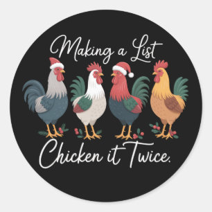 Een Lijst Maken Kip Het Dubbel Kerst Kip Liefhebbe Ronde Sticker