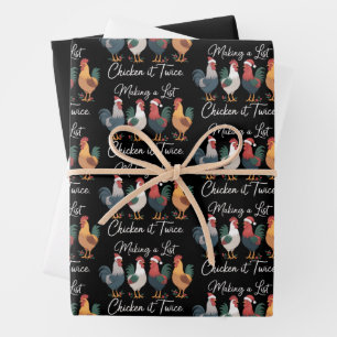 Een Lijst Maken Kip Het Dubbel Xmas Kip Liefhebber Inpakpapier Vel