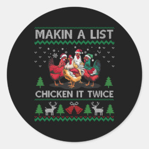 Een lijst maken Kip het twee keer Lollige Kerst Ronde Sticker