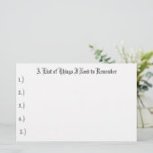 Een lijst van dingen die ik moet onthouden, 1.), 2 briefpapier (Staand voorkant)