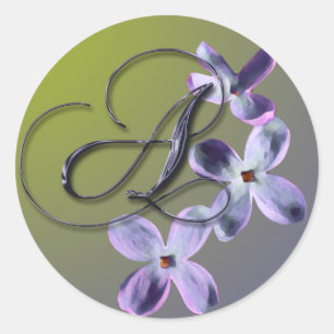 Een Lila envelopzegel van Monogram Ronde Sticker