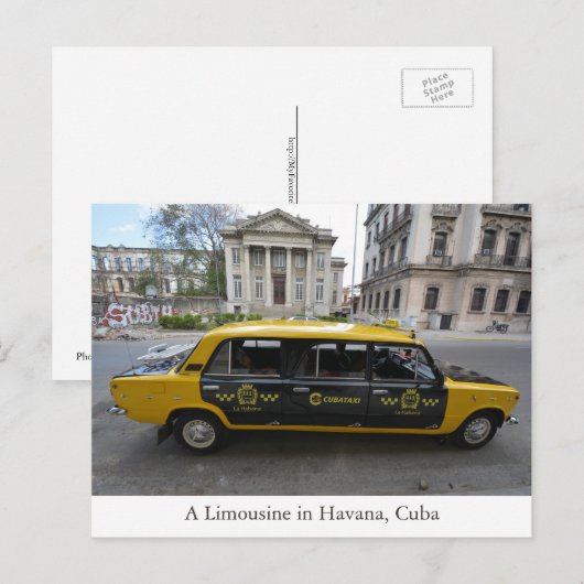 Een limousineauto in Havana (Habana) Cuba Briefkaart (Voorkant / Achterkant)