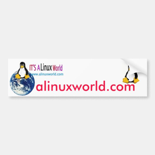 Een Linux World Bumper Sticker (Voorkant)