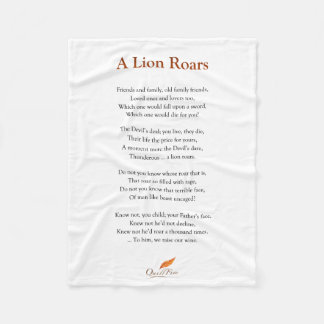 Een Lion Roars Poem op Blanket Fleece Deken