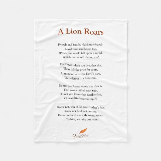 Een Lion Roars Poem op Blanket Fleece Deken (Voorkant)