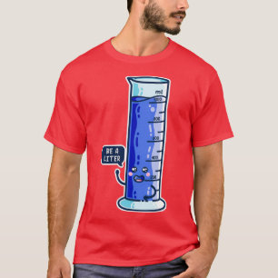 Een liter-gegradueerde cilinder zijn t-shirt