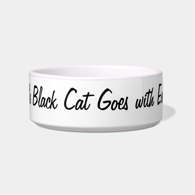 Een Littel Black Cat gaat met Everthing - kat bowl Voerbakje (Voorkant)