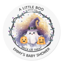Een Little Boo Baby Shower Ronde Sticker Schattig 