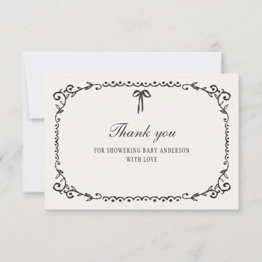 Een Little Boo Black Bow Halloween Baby shower Bedankkaart (Voorkant)