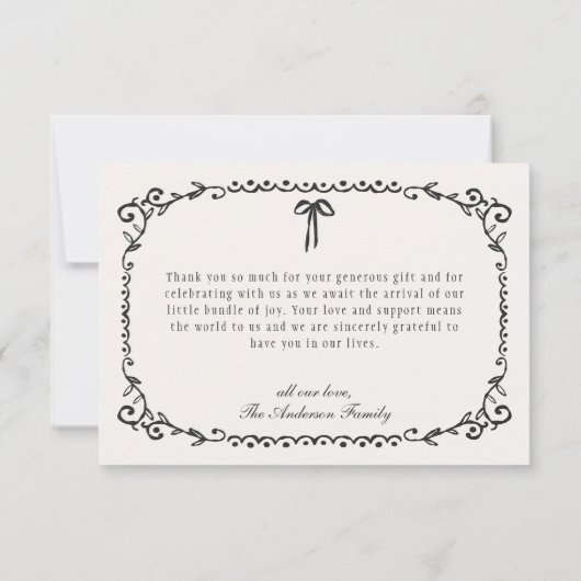 Een Little Boo Black Bow Halloween Baby shower Bedankkaart (Achterkant)