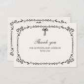 Een Little Boo Black Bow Halloween Baby shower Bedankkaart (Voorkant / Achterkant)