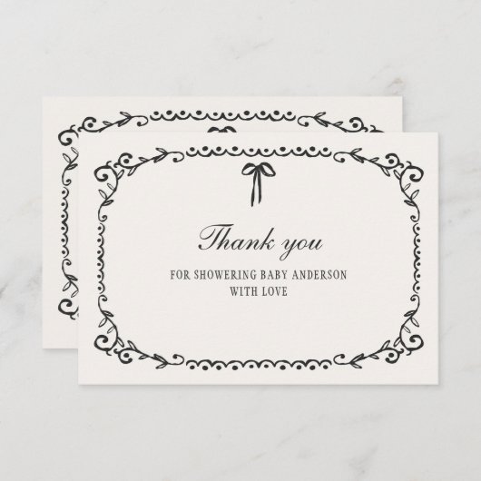 Een Little Boo Black Bow Halloween Baby shower Bedankkaart (Voorkant / Achterkant)