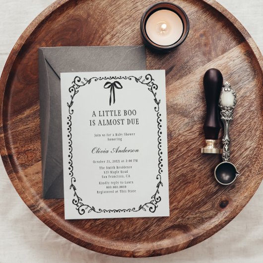 Een Little Boo Black Bow Lijst Halloween Baby show Kaart