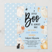 Een Little Boo Blue Halloween Ghost Boy Baby showe Kaart (Voorkant / Achterkant)