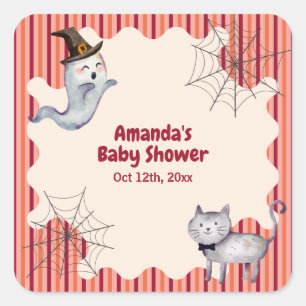 Een Little Boo Ghost Cat Herfst Herfst Baby shower Vierkante Sticker