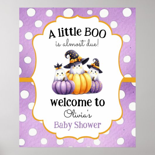 Een Little Boo Ghost Halloween Baby shower welkom Poster (Voorkant)