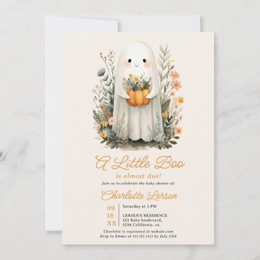 Een Little Boo Ghost Herfst Halloween Baby shower Kaart (Voorkant)