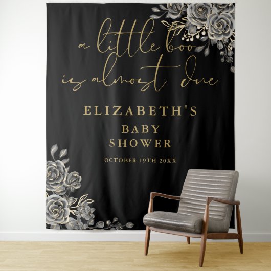 Een Little Boo Gotische Baby Shower Foto Achtergro Wandkleed (In situ)